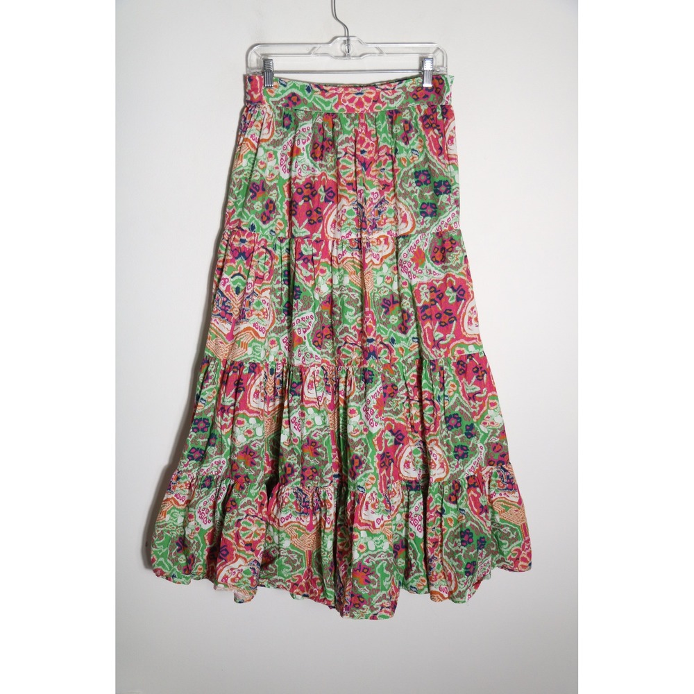 Cleobella Jacinta Tiered Maxi Skirt Medium Organic Cotton Boho Paisley Vacation